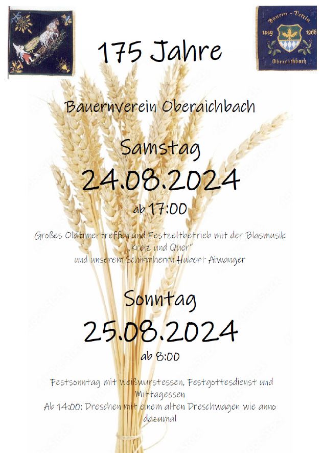 Jubiläum 175 Jahre Bauernverein Oberaichbach 1 Plakat 175 Jahre Bauernverein