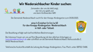 Anzeige Erzieher Kneipp-Kindergarten April 2025