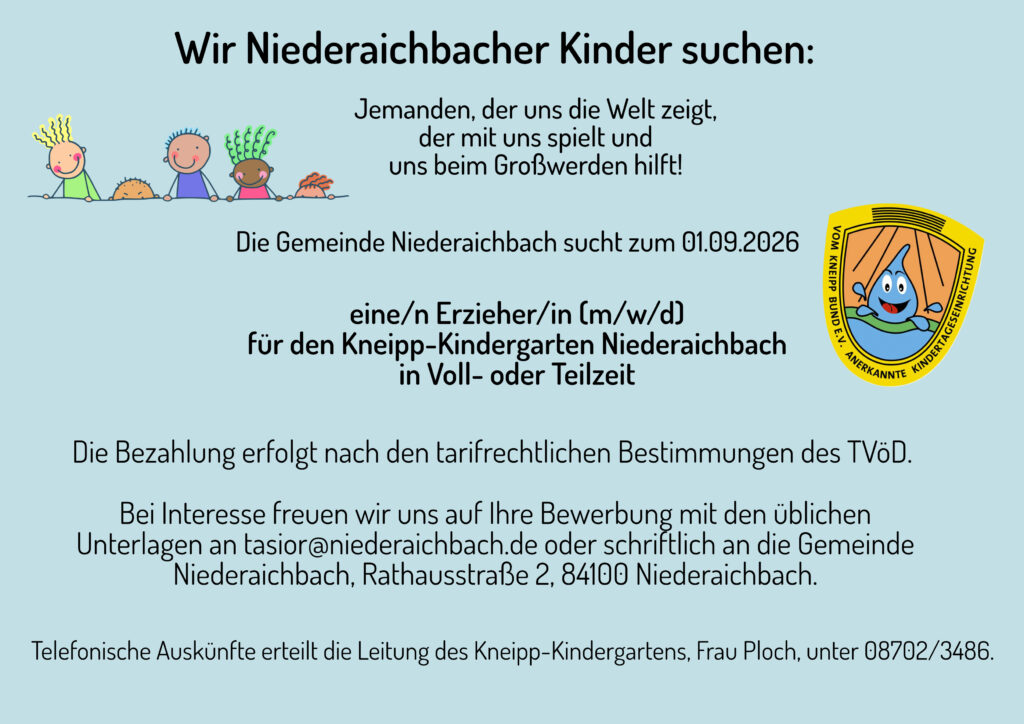 Stellenausschreibung Kneipp-Kindergarten